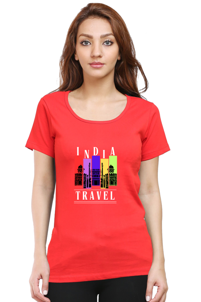 🇮🇳 Women’s Half Sleeves T-Shirt – "India Travel" Edition 🇮🇳