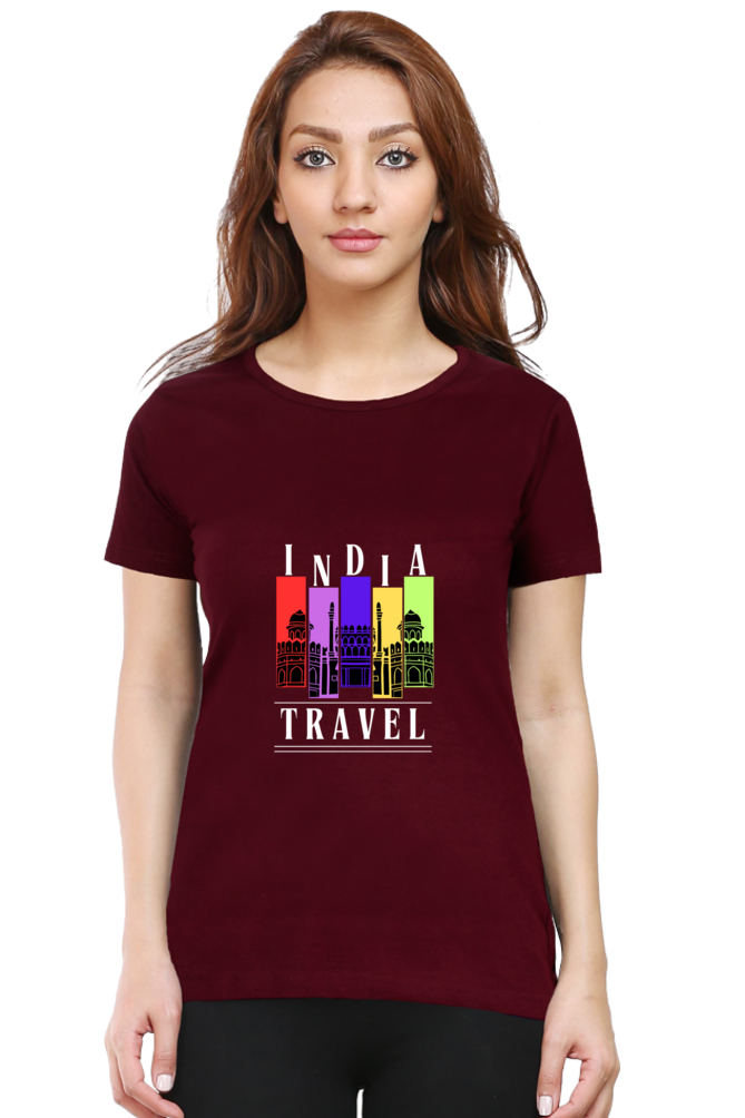 🇮🇳 Women’s Half Sleeves T-Shirt – "India Travel" Edition 🇮🇳