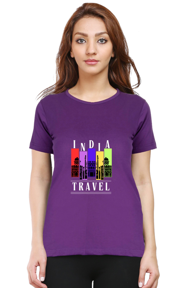 🇮🇳 Women’s Half Sleeves T-Shirt – "India Travel" Edition 🇮🇳