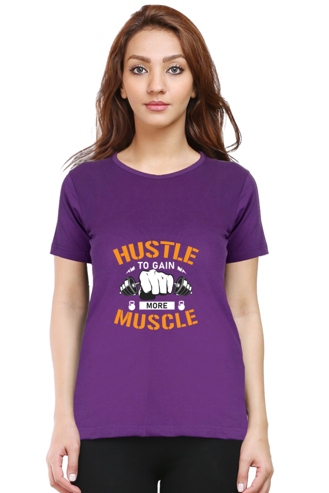 💪 "Hustle to Gain More Muscle" - Women's Premium Cotton Tee ✨