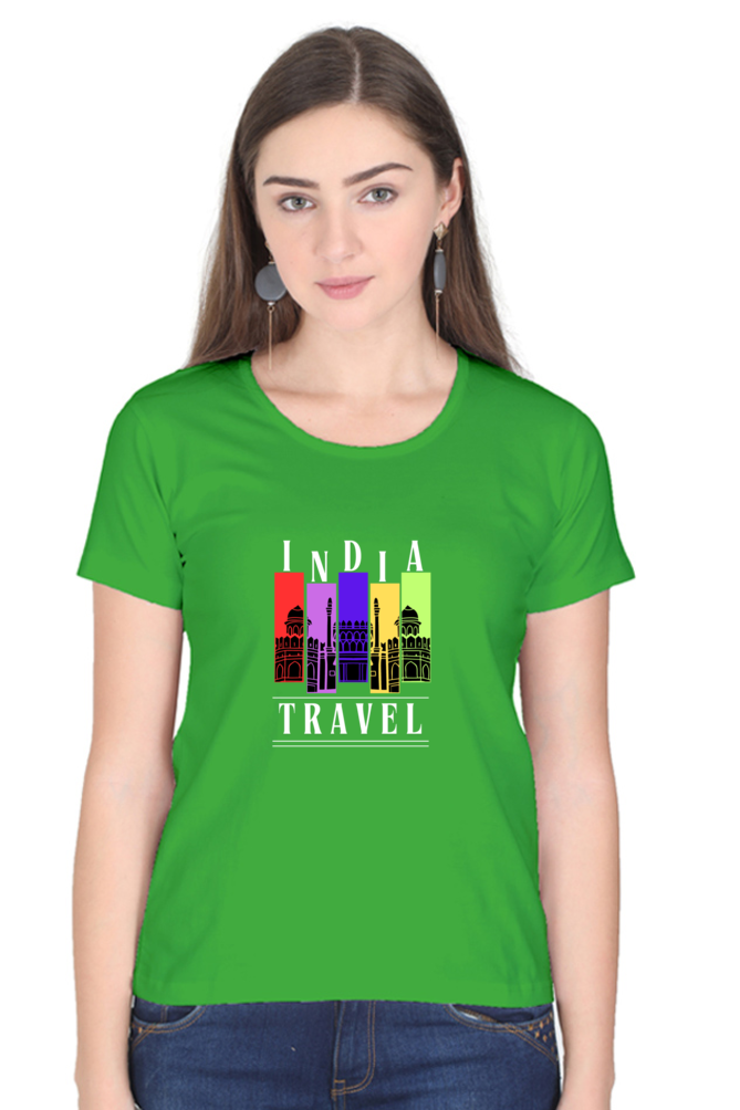 🇮🇳 Women’s Half Sleeves T-Shirt – "India Travel" Edition 🇮🇳