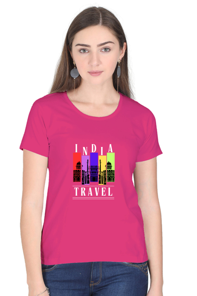 🇮🇳 Women’s Half Sleeves T-Shirt – "India Travel" Edition 🇮🇳