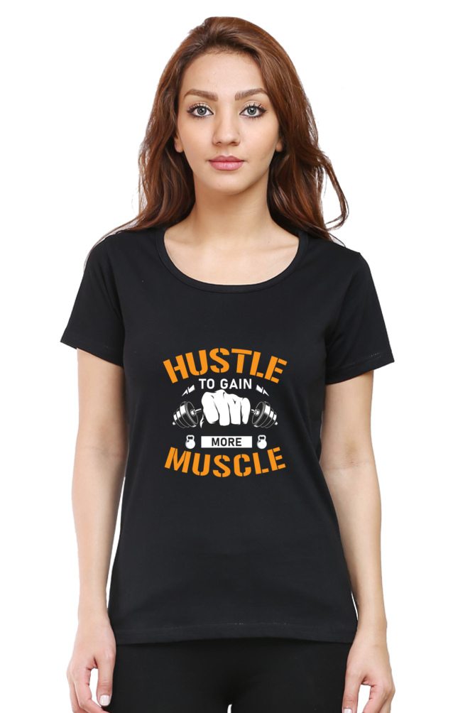 💪 "Hustle to Gain More Muscle" - Women's Premium Cotton Tee ✨