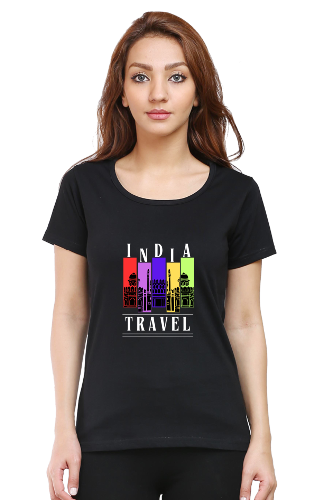 🇮🇳 Women’s Half Sleeves T-Shirt – "India Travel" Edition 🇮🇳