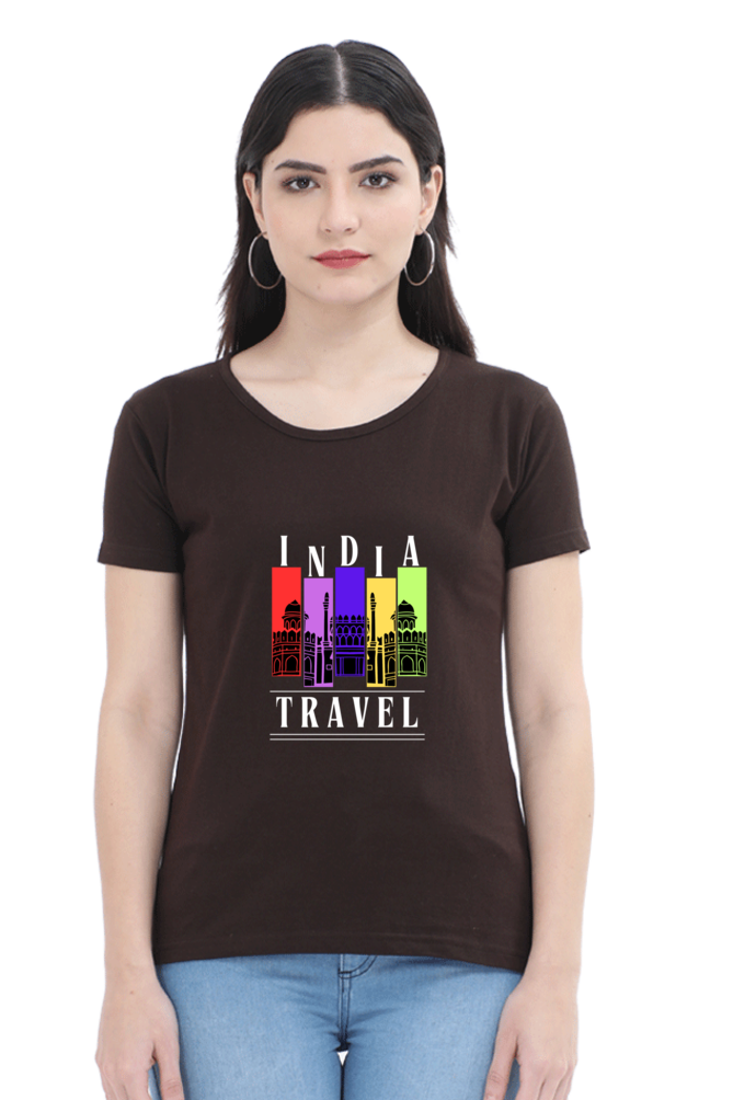 🇮🇳 Women’s Half Sleeves T-Shirt – "India Travel" Edition 🇮🇳