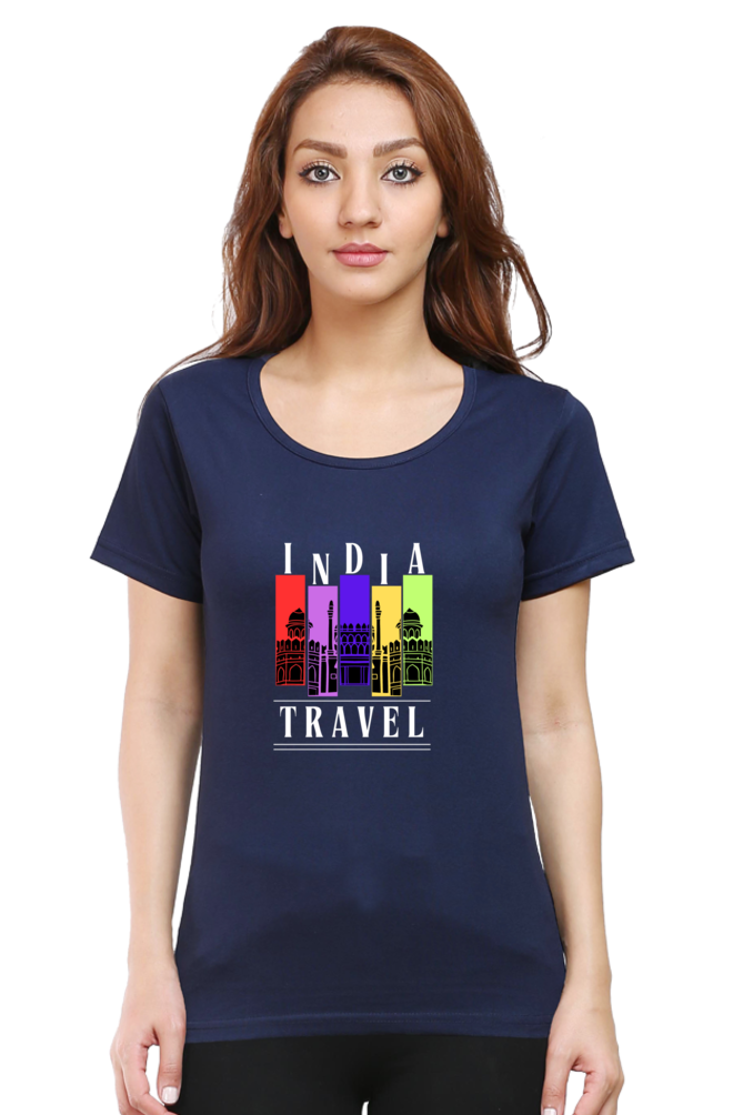 🇮🇳 Women’s Half Sleeves T-Shirt – "India Travel" Edition 🇮🇳