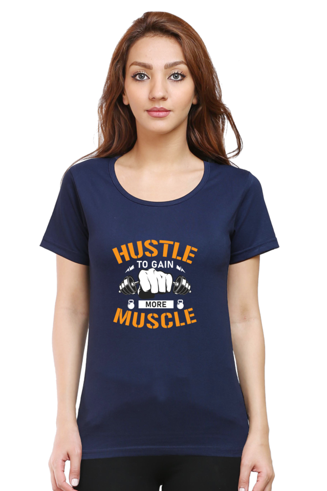 💪 "Hustle to Gain More Muscle" - Women's Premium Cotton Tee ✨