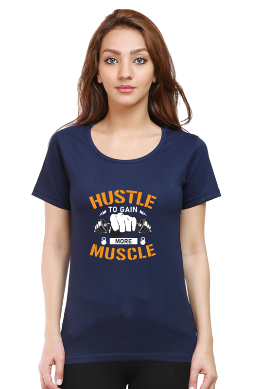 💪 "Hustle to Gain More Muscle" - Women's Premium Cotton Tee ✨