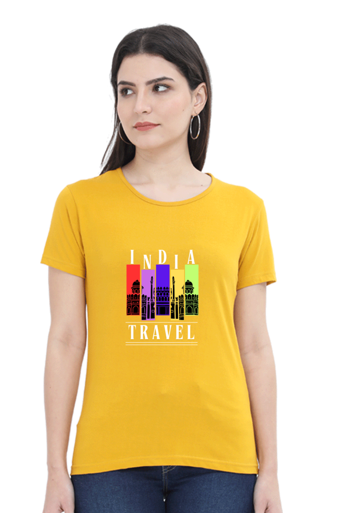 🇮🇳 Women’s Half Sleeves T-Shirt – "India Travel" Edition 🇮🇳