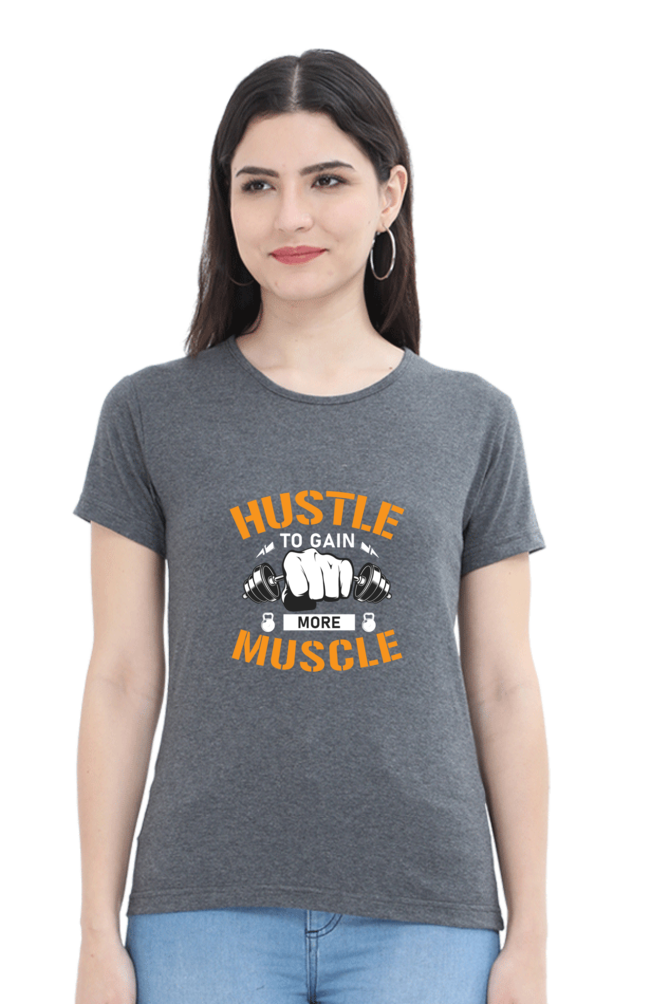 💪 "Hustle to Gain More Muscle" - Women's Premium Cotton Tee ✨