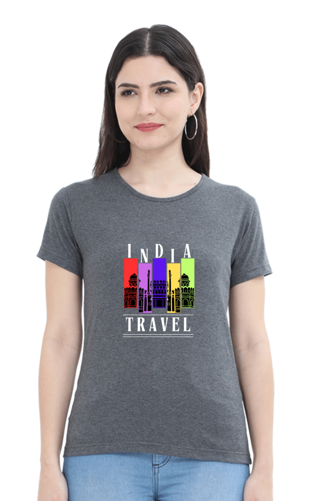 🇮🇳 Women’s Half Sleeves T-Shirt – "India Travel" Edition 🇮🇳