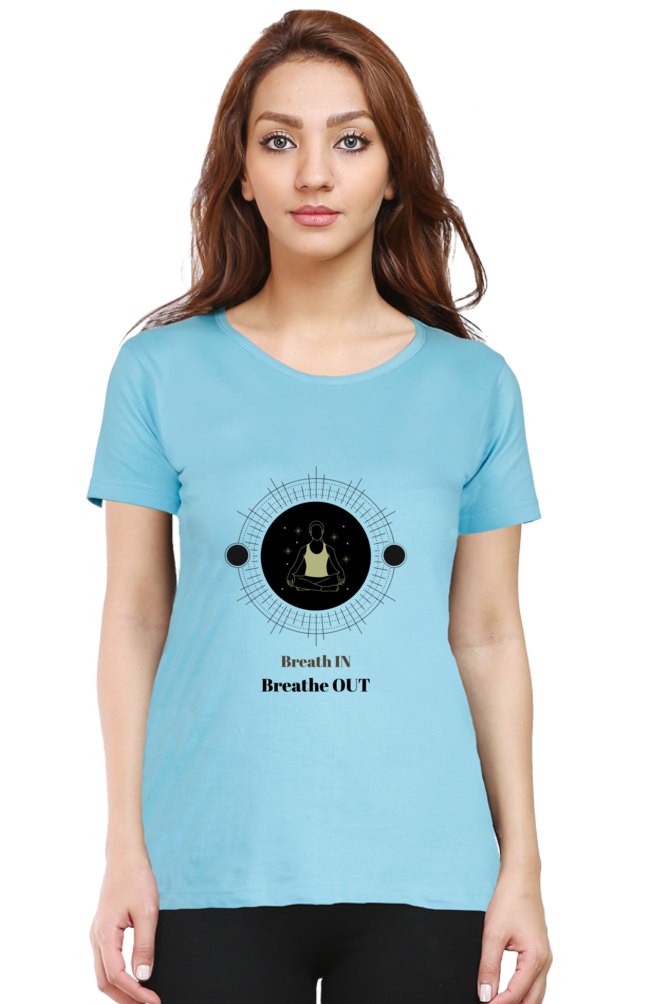 🧘‍♀️ "Breathe In, Breathe Out" Round Neck Women's T-Shirt – For the Zen in You! 🌿