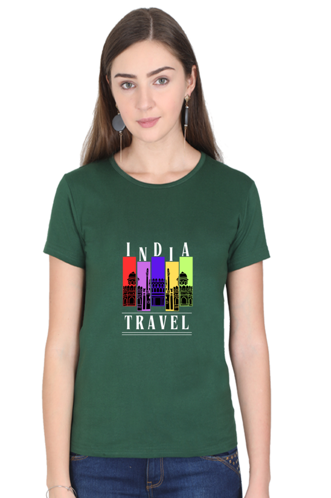 🇮🇳 Women’s Half Sleeves T-Shirt – "India Travel" Edition 🇮🇳