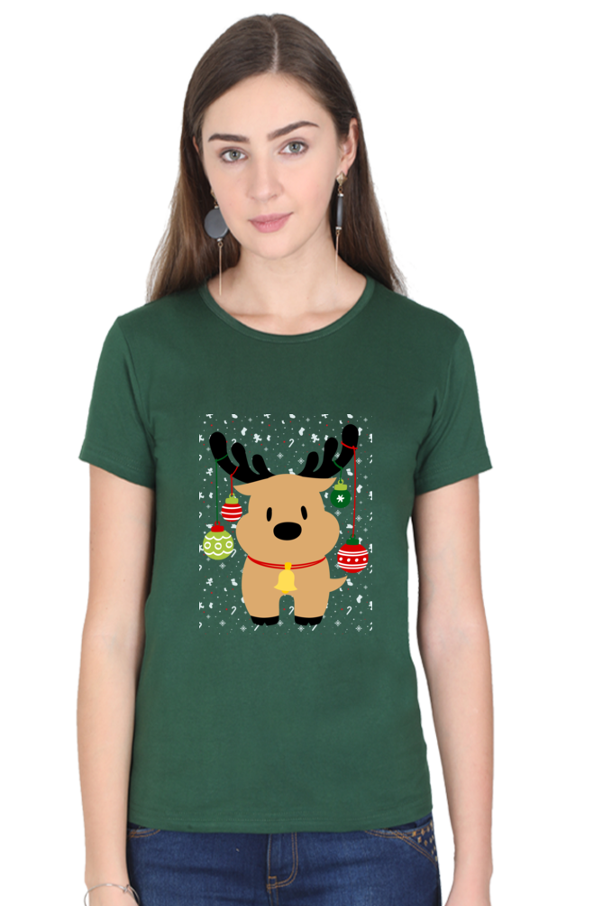 🎄 Women’s Half Sleeves T-Shirt – Festive Christmas Edition! 🎄