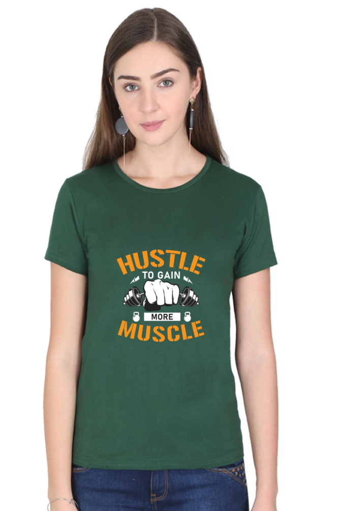 💪 "Hustle to Gain More Muscle" - Women's Premium Cotton Tee ✨