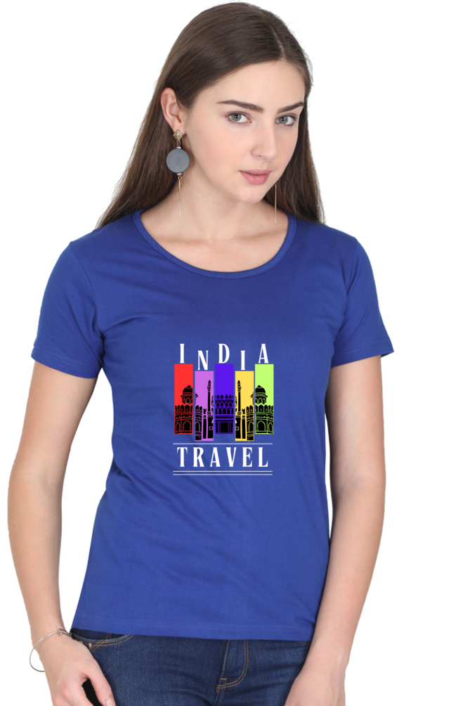 🇮🇳 Women’s Half Sleeves T-Shirt – "India Travel" Edition 🇮🇳