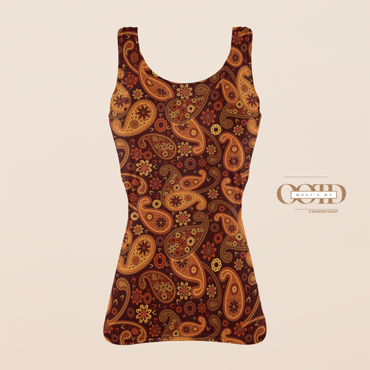 🎨 Maroon Patterned Women’s Tank Top – Stylish Comfort for Every Occasion! 👗